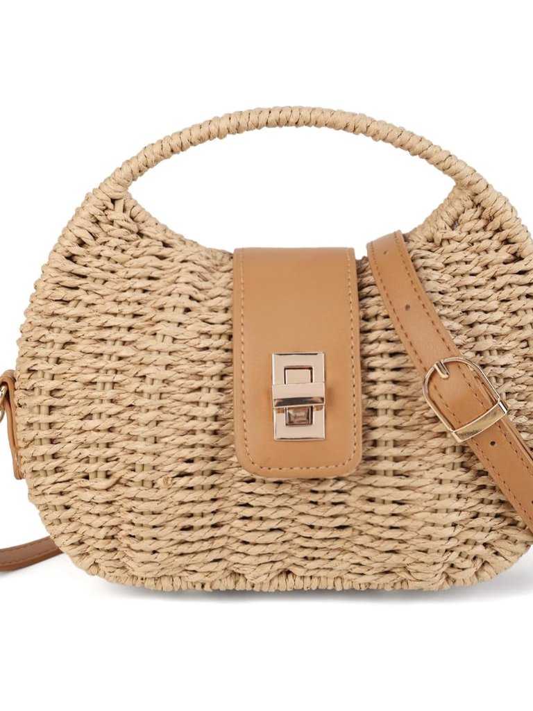 Small Woven Straw Crossbody Handbag For Women Boho Style With Adjustable Strap